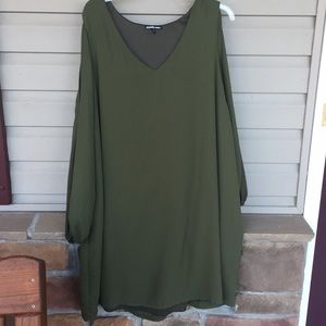 CharlotteRusse Olive Green Cold Shoulder Dress